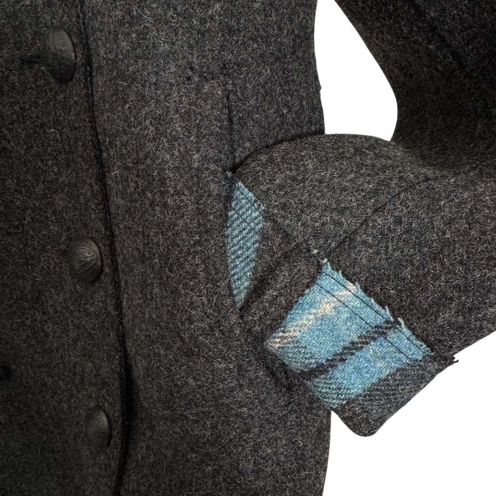 VTG DKNY Wool Blend Plaid Peacoat Women M Double Breasted Jacket Italian Y2K 90s - Picture 7 of 12